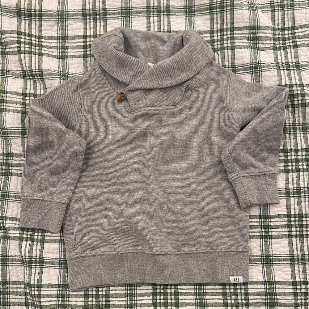 GAP Gray Shawl Collar Pullover Sweater
